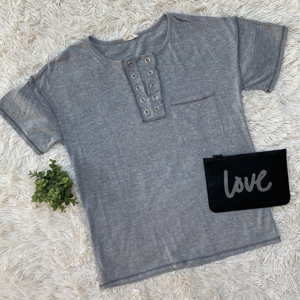 BiBi Reverse Stitch SS Top 💗 Gray